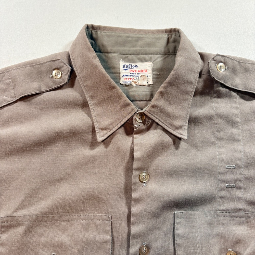 Clifton Premier Citation Uniform Shirt Mens XL Tan Vintage Military Style Work